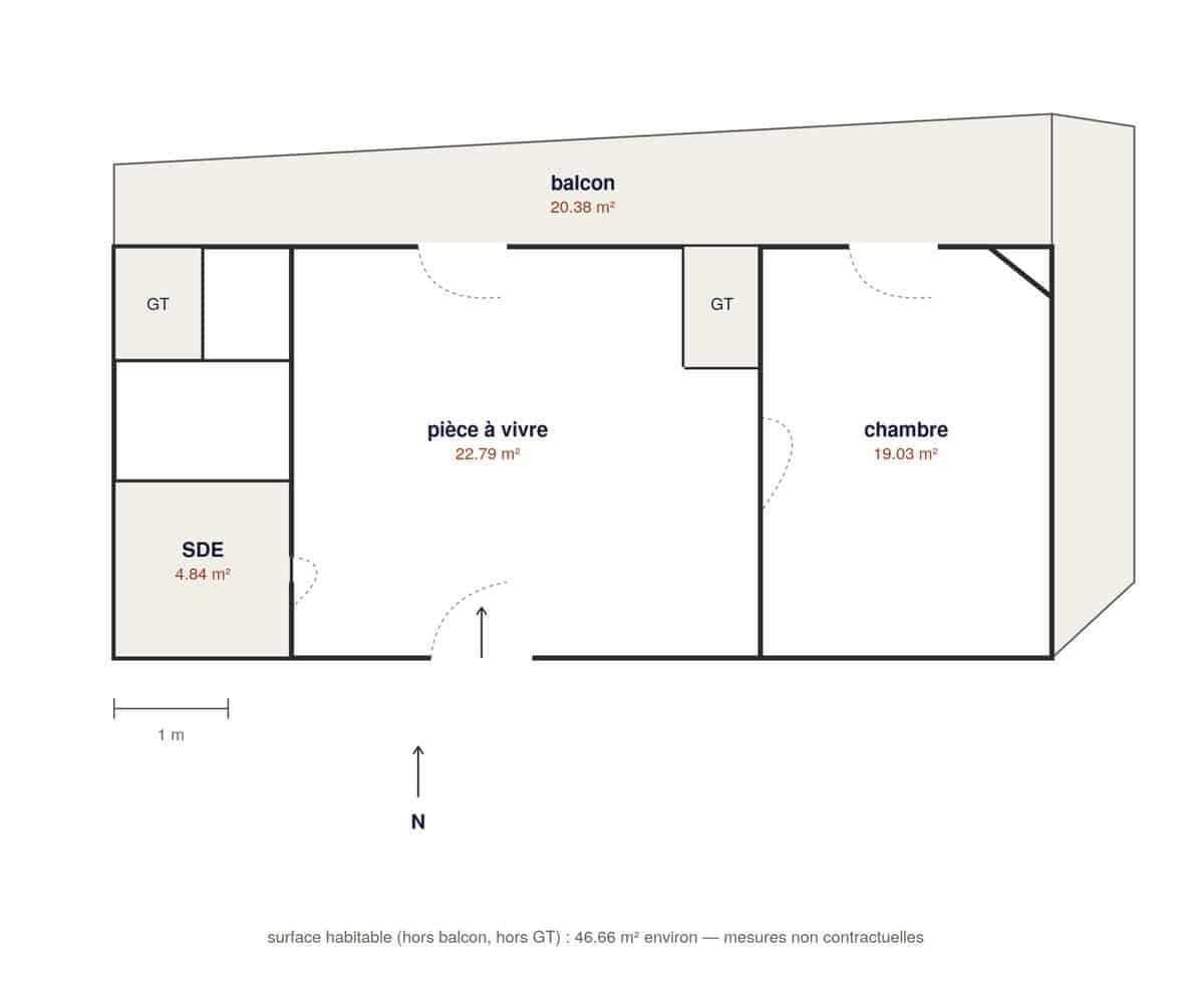 Large T2 with Balcony – Top Floor – New Residence – View